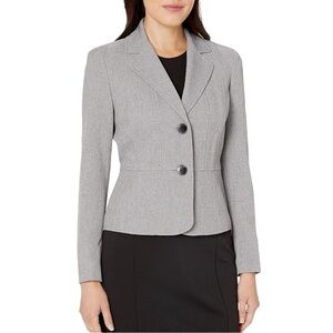 Kasper Tailored Classic Fit Two Button Cuffed Sleeve Blazer in Grey